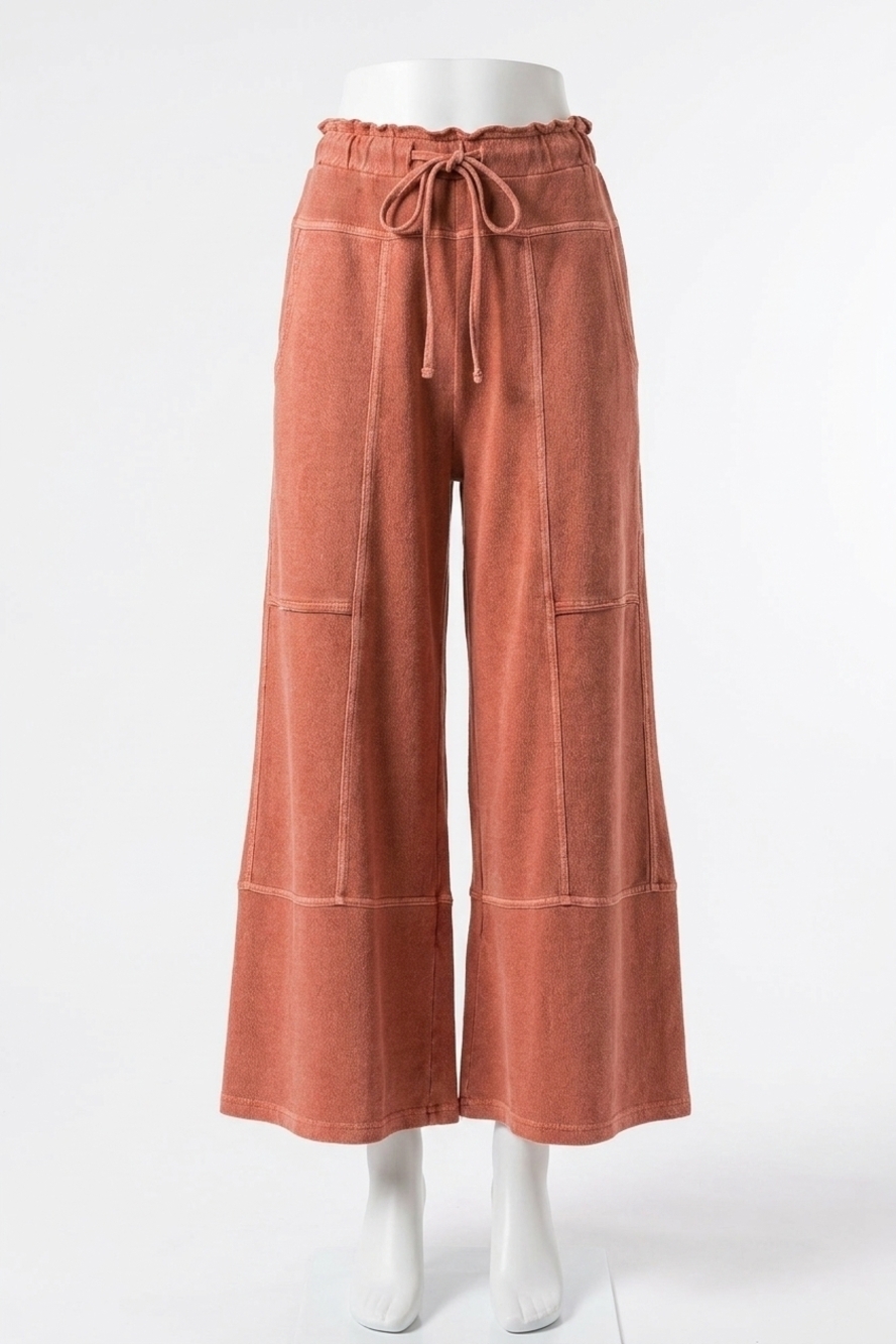 NEW ZENANA farrah palazzo pants in rust
